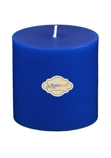 7x7 Mavi Silindir Mum Mavi