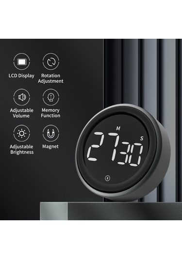 Symbee Siyah Manyetik Dijital Zamanlayıcı, Büyük Ekranlı Led Lcd, Çabuk Ayar, Yüksek Sesli Alarm, Mutfak-çalışma-çerez Zamanlayıcı