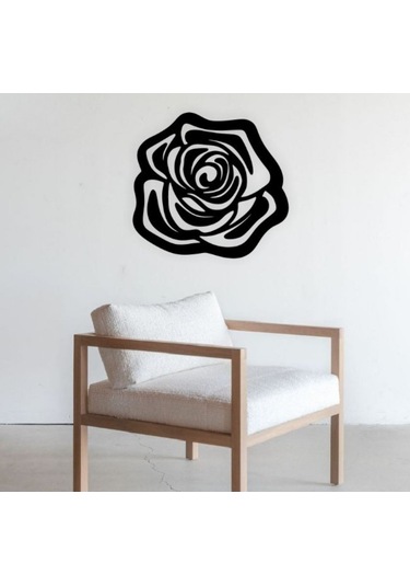 Siyah Ahşap Gül 2 65cm X 61cm Duvar Dekoru 3mm Mdf Lazer Kesim