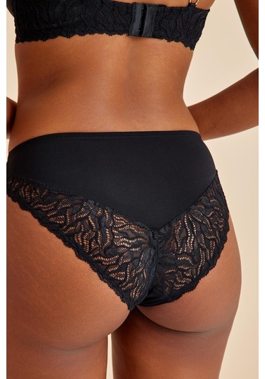 Luna Siyah Dantelli Slip Külot Siyah