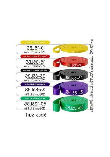 Pazly 5 Renkli Direnç Bandı Spor Bacak Bandı Elbise Takım Pull Up Bandı Egzersiz Bandı Altın Ağır Gerginlik Kaymaz Tper Altın