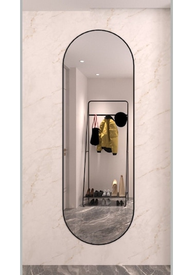Model Alfa Dekoratif Ayna Boy Aynası Mdf 180cm X 62 Cm Elips Ayna Siyah