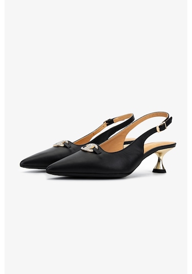 Valmenti Kadın Hakiki Deri Siyah Slingback Ayakkabı 611 H51005 Bn Ayk Sk25-26 Black Leather Siyah