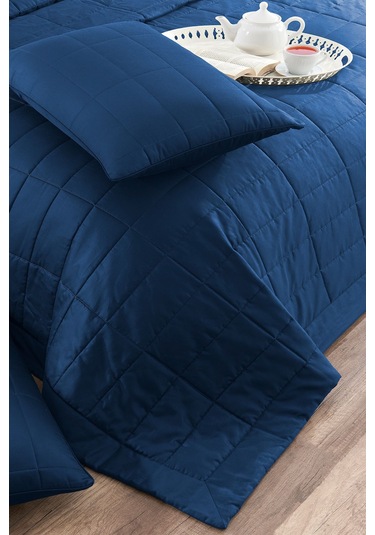 Savio Pamuk Saten Yatak Örtüsü Seti Antrasit Bej