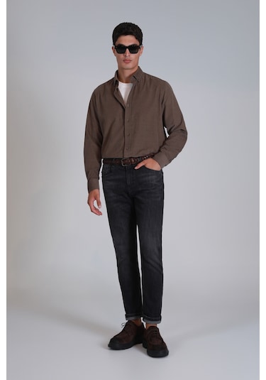 Lufian Water Erkek Basic Gömlek Slim Fit Kum Kum 112010664100580 Kum