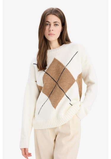 DeFacto Oversize Geniş Kalıp Baklava Dilimli Bisiklet Yaka Triko Kazak F1233AX25SPBN6 Kahve DeFacto Oversize Geniş Kalıp Baklava Dilimli Bisiklet Yaka Triko Kazak F1233AX25SPBN6 Kahve