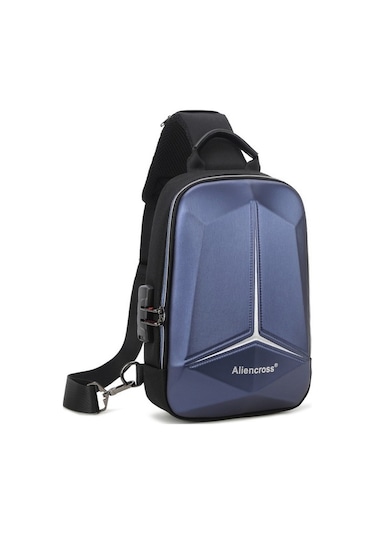 Agoodshop Büyük Kapsiteli Şarj Girişli Su Geçirmez Çapraz Askılı Omuz Çantası - Mavi Lacivert