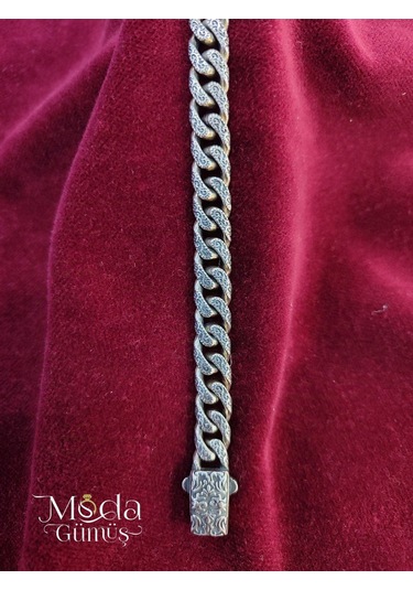 Modagümüşevi Gümüş Çift Taraflı El İşçiliği Gurmet Erkek Bileklik