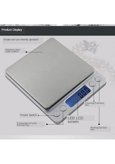 Homyl Doğru Dijital Elektronik Takı Ölçeği Taşınabilir 500 Gümüş