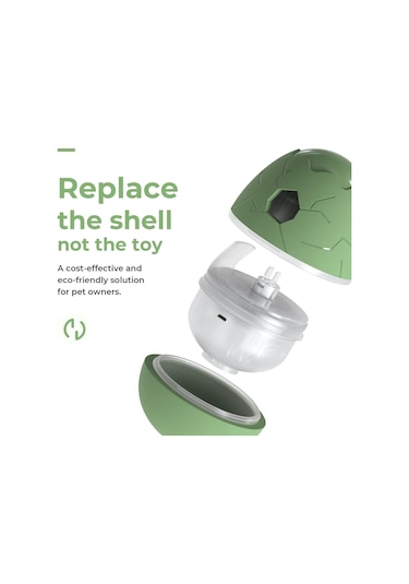 Cheerble Akıllı Yumurta Oyuncak - Şarjlı, Yem Atmalı, Kedi & Köpekler İçin Yeşil 8x8x10 Cm