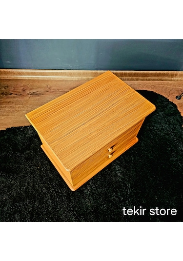 Aynalı İki Çekmeceli Dekoratif Takı Saat Kutusu Organizer