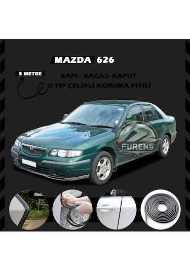 Mazda 626 Oto Araç Kapı Koruma Fitili 5metre Parlak Siyah Renk
