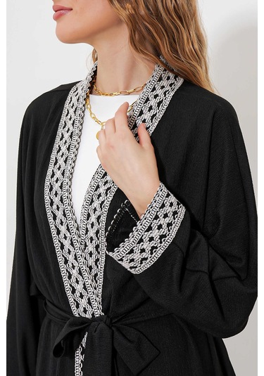 Gabria Uzun Kimono Takım Siyah