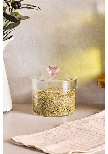 Hearts 450 Ml Borosilikat Cam Kavanoz 10x8 Cm Seffaf Şeffaf