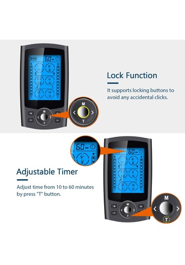 Leezsing 24 Mod Ev Dijital Meridyen Masaj Aleti Tens Çift Kanallı Nabız Masaj Aleti 20 Güç Seviyesi 12 Yama Usb Modeli Avuç İçi Çubuk Eliptik Çubuk-549 Çok Renkli