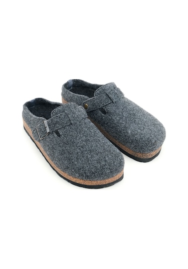 Gezer Erkek Kışlık Keçe Mantar Taban Tek Toka Ayarlanabilir Rahat Taban Ev Bahçe Terlik Gt2kmm.15376.11.067.g19 Füme