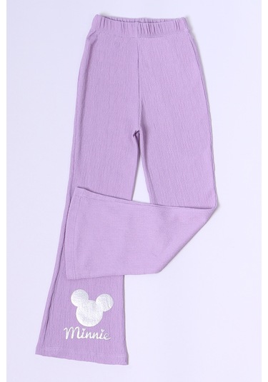 Kız Çocuk Tayt İspanyol Paça Karakter Nakışlı F15 LİLA