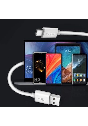Yoobao Yb-401c 1.2m 5a Yüksek Akım Hızlı Şarj Veri Kablosu Usb-a'ya T Tpe Yuvarlak Tel