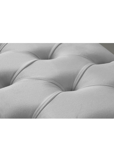 Gazzini Classic Chester Model Kapitoneli Puf- Ceviz Ayak, Beyaz Kumaş