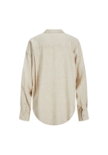 Jjxx Kadın Jxjamıe Oversize Uzun Kollu Keten Gömlek 12269668 Bej Bej