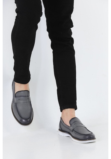 M.Karaca Hakiki Deri Ortopedik Klasik Erkek Ayakkabı gri