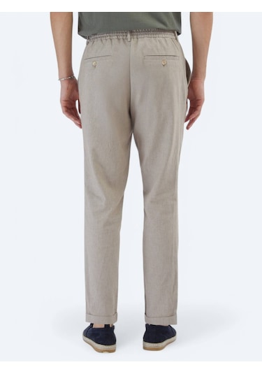 Haki Düz Dokuma Jogging Fit Casual Pamuk Karışımlı Pantolon Haki