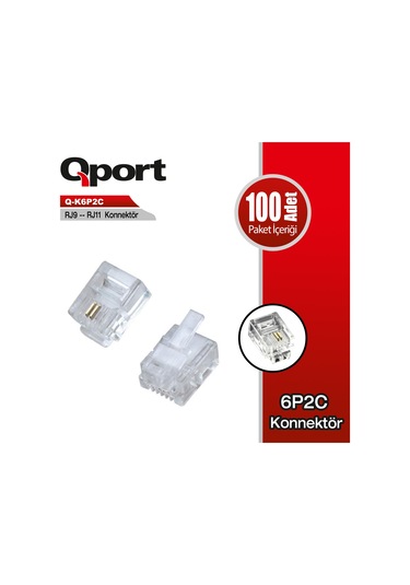 Qport Q-K6P2C Rj9-Rj11 Telefon Soketi 100 Lü Paket
