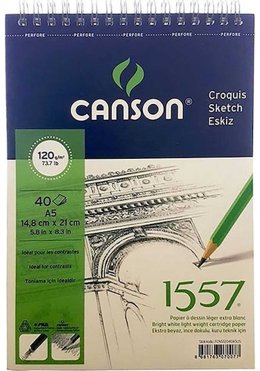Canson Teknik Resim Defteri Blok Üstten Spiralli 40 Yp A5 120 Gr Çok Renkli