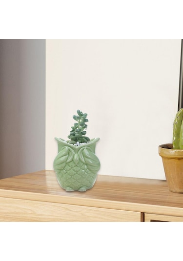 Suntek Magideal Saksı Baykuş Şekli Seramik Ev Hayır-bak-yeşil