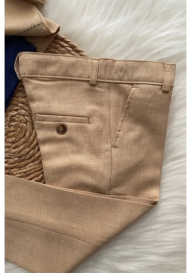 Premium Camel Ceketli Takım Elbise Hardal