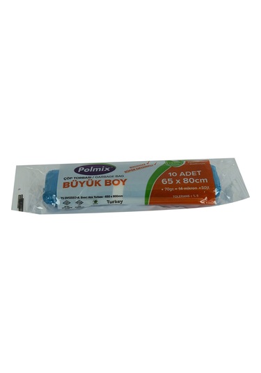 Polmix Büyük Boy 70 G 14 Mikron 50 L Rulo Çöp Torbası 10 Adet Mavi 65 x 80 CM