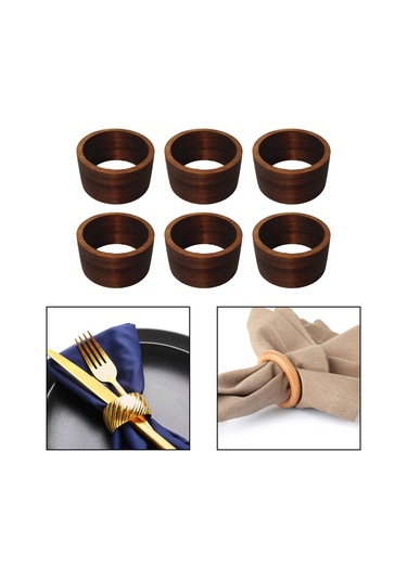 Suntek 5 Parça Peçete Halkaları Seti Oteller Tutucu Restoran Kahverengi