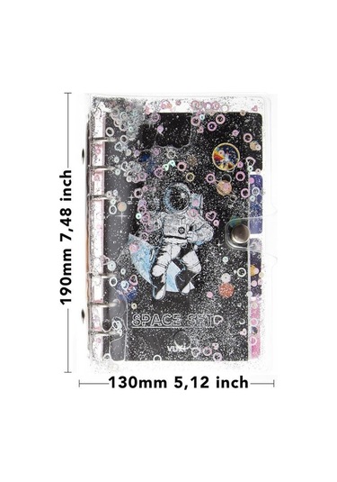 Mekanizmalı Simli Ve Sulu Kapaklı Desenli Defter Gri - Siyah