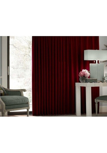 Bordo Blackout Karartma Fon Perde Güneşlik Pilesiz Extraforlu Düz Dikim-bordo Bordo