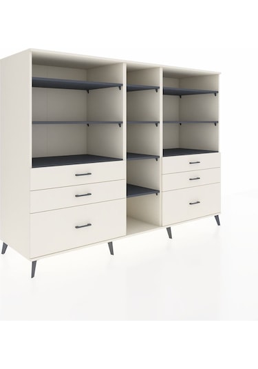 Kronos Dolap 10 Raflı 6 Çekmeceli 220x59x163 Aytaşı-antrasit/ayt Aytaşı-antrasit/aytaşı