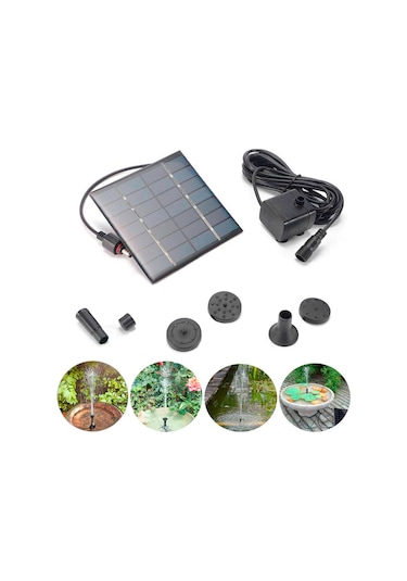 Ximistore9 Güneş Enerjili Bahçe Çeşmesi Seti - 4 Püskürtme Başlıklı Sessiz Pompa İle Şık Dekor Diğer