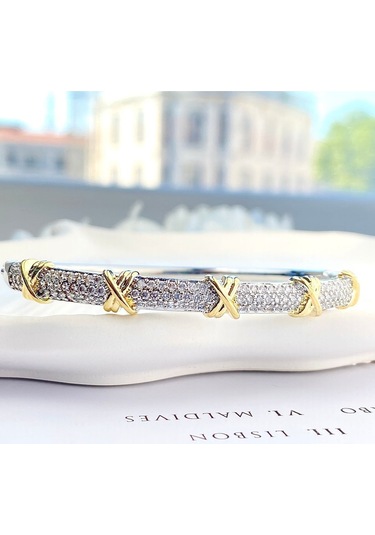 Xoxo Bileklik Kelepçe 316l Paslanmaz Çelik 19 Cm Çift Renk Gümüş