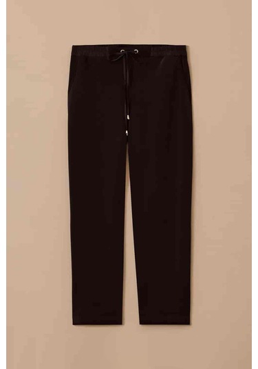 Kadın Büyük Beden Bağcıklı Bilek Boy Pantolon - Siyah 4358748