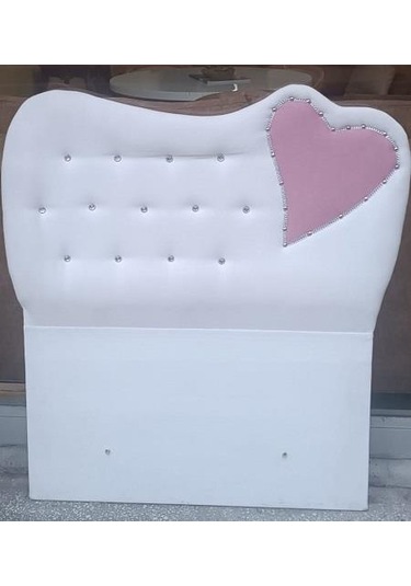 Başlık Dk Tek Kişilik 90'lık Kalplı Model Tay Tüyü Beyaz Kumaş El Yapım