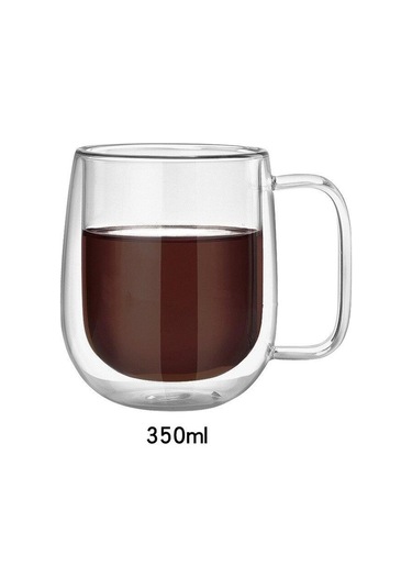 Bira Kahve Kalp Bardak Isıya Dayanıklı Anti-haşlanma Kolu Sütlü İçecek Kupa Çift Duvar Cam Bardak Çay Kupaları Şeffaf Drinkware 350ml