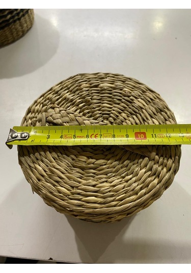 Kapaklı Hasır Sepet Küçük Boy 10 X 13 Cm Bej