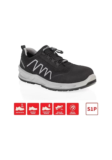 Swolx Aırx 110 Nefes Alan İş Güvenliği Ayakkabısı S1p Aır Çelik Burunlu Hafif Alabilir Siyah-Gri