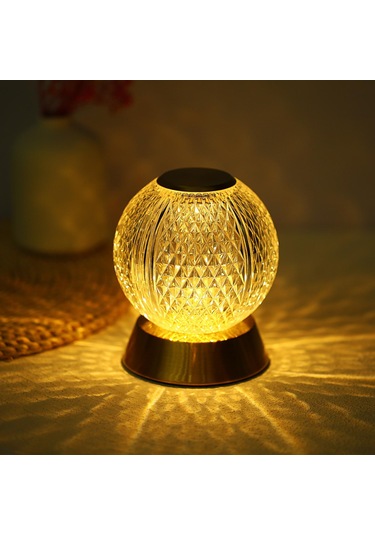 Neoglint Kristal Metal Başucu Lambası Akülü Masa Lambası Dokunmatik Kontrol Masa Lambası 3 Açık Renk