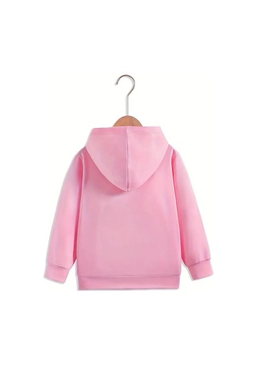 Kışlık Kapüşonlu Sweatshirt, Kiraz Leopar Baskılı Yeni Pembe