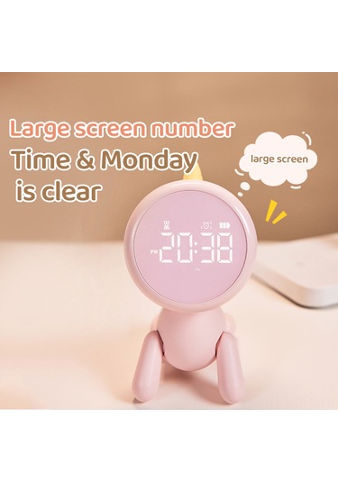 Dofolink Beyaz Unicorn Masa Saati Öğrenci İçin - 3 Alarm, Geri Sayım, Uyku Tuşu, 6 Zil Seçeneği, Işıklı Fonksiyon, Pilli Abs+pc