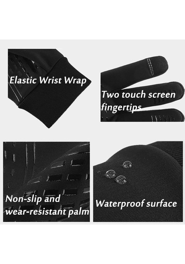 Geeksen "erkek Kışlık Termal Motosiklet Eldiveni - Su Geçirmez, Dokunmatik Ekran, Rüzgar Koruma, Siyah"