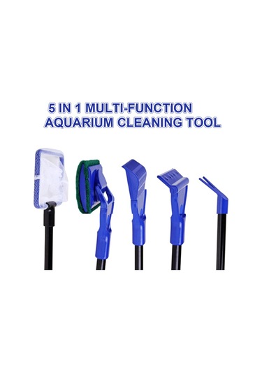 Youmex Akvaryum Temizlik Aleti Seti 5'li: Ağ, Tırpan, Fırça, Alje Tarayıcı Ve Çim Kırpıcı - Plastik Malzeme