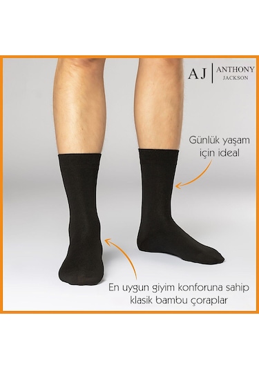 6 Çift Kutulu Bambu Premium Klasik Erkek Çorap