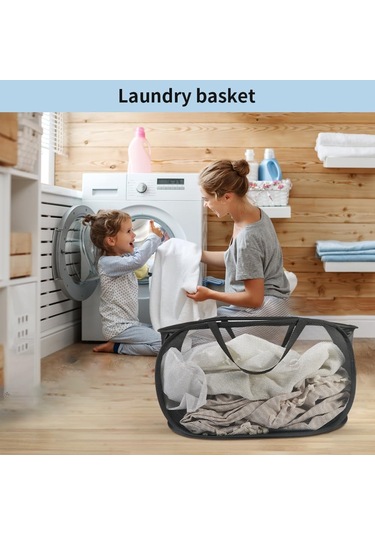 Kulplu Katmanlı Çamaşır Sepeti, Yurt İçin Katlanabilir Sepet, Banyo Ve Seyahat 1