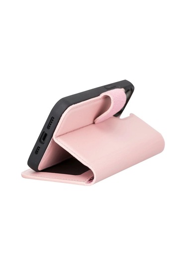 Apple İphone 13 Uyumlu Deri Cüzdanlı Kılıf Nu2 Pembe